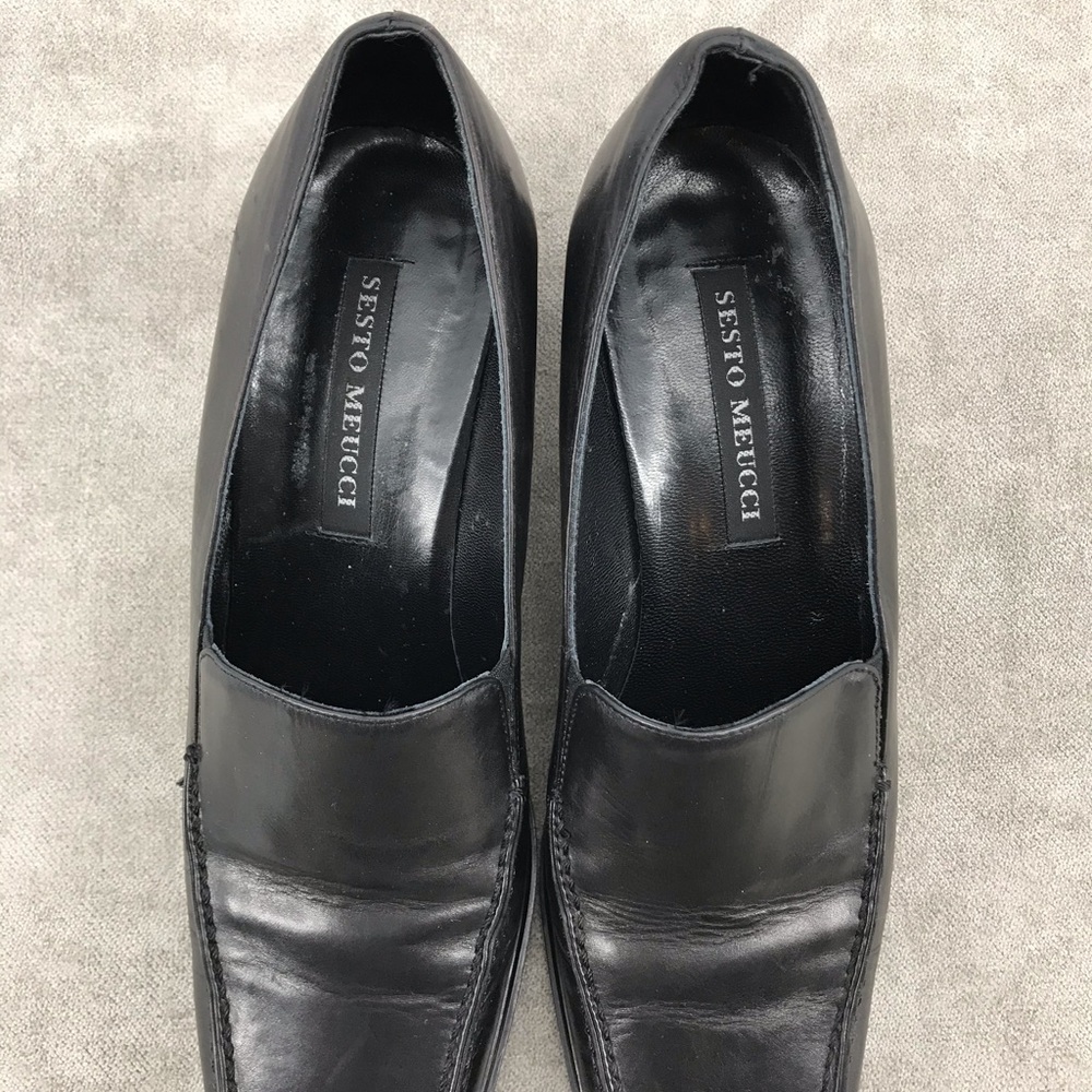 Sesto Meucci black loafers 6M 2in heel Italy - Picture 3 of 7
